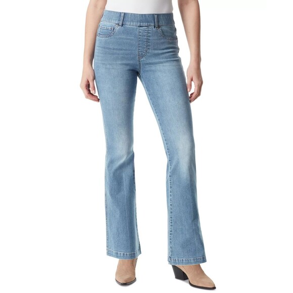 Gloria Vanderbilt Women's Shape Effect Pull-On Flared-Leg Jeans Light Blue 10S - Picture 1 of 9